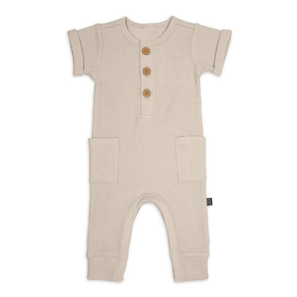 Modern Moments by Gerber Tan Beige Waffle Button Front Romper Size 18 Months